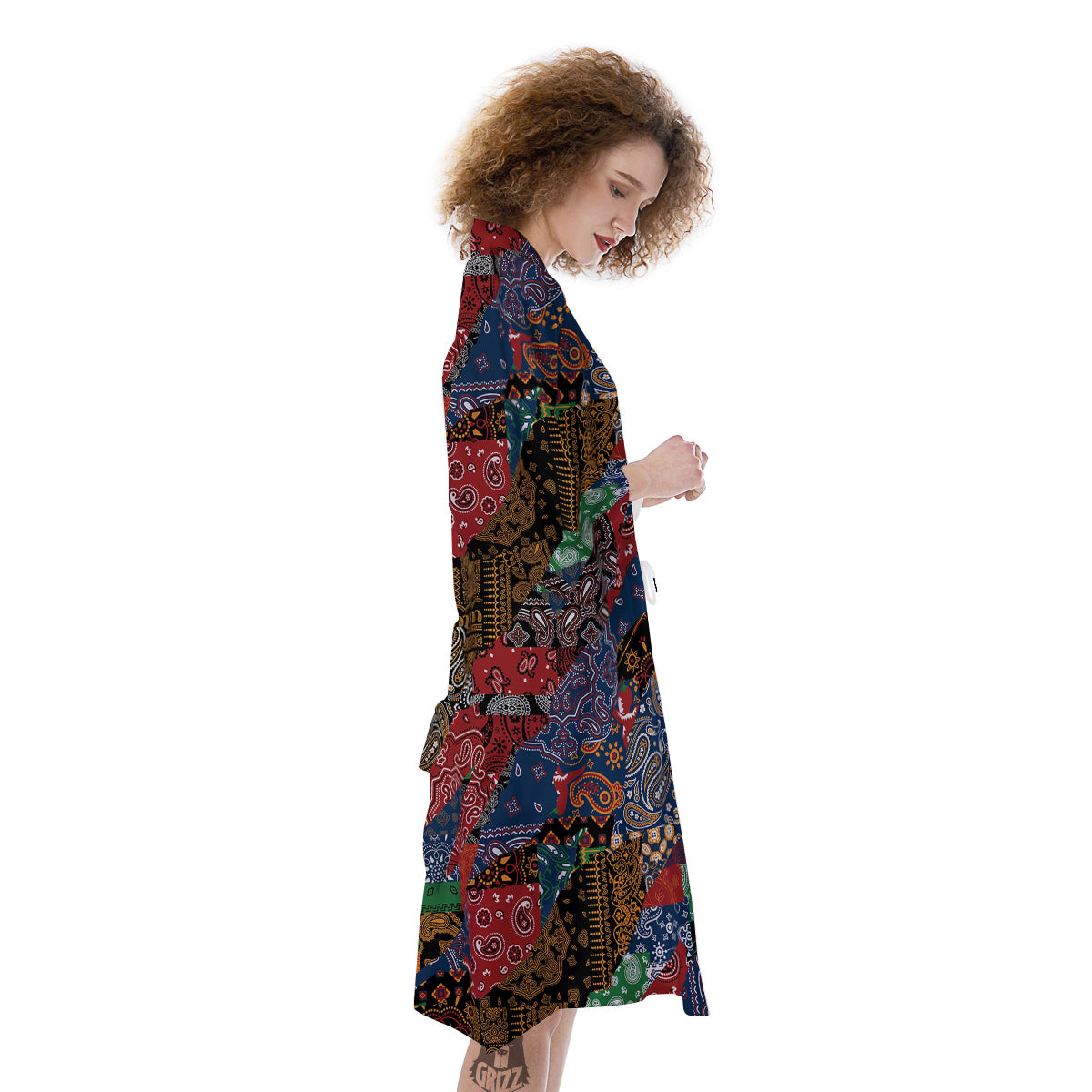 Patchwork Bandanna Print Pattern Kimono-grizzshop