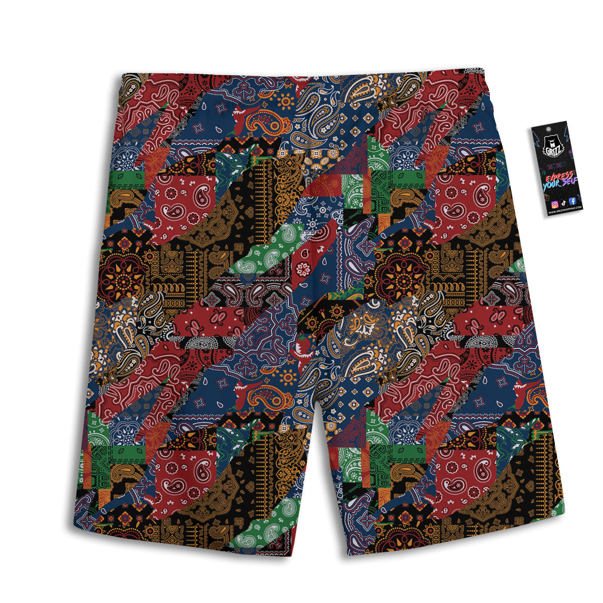 Patchwork Bandanna Print Pattern Men's Athletic Shorts