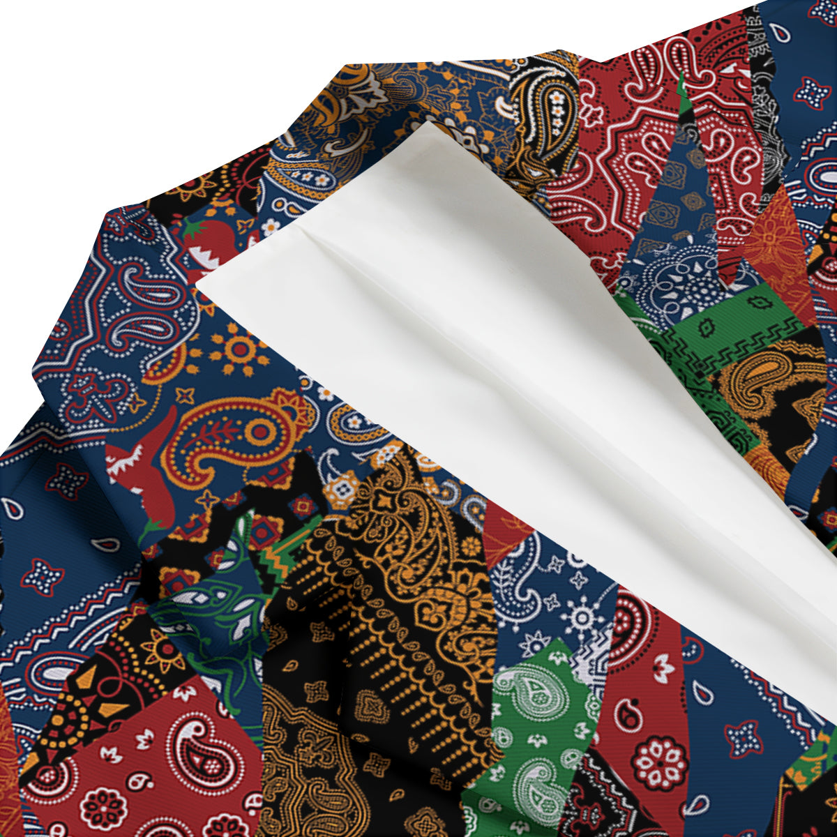 Patchwork Bandanna Print Pattern Men's Blazer-grizzshop