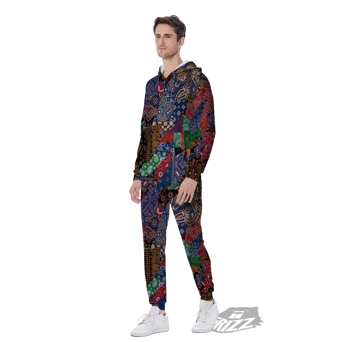 Patchwork Bandanna Print Pattern Men's Jumpsuit-grizzshop