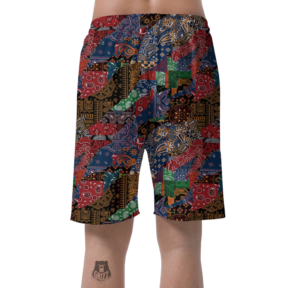 Patchwork Bandanna Print Pattern Men's Shorts-grizzshop
