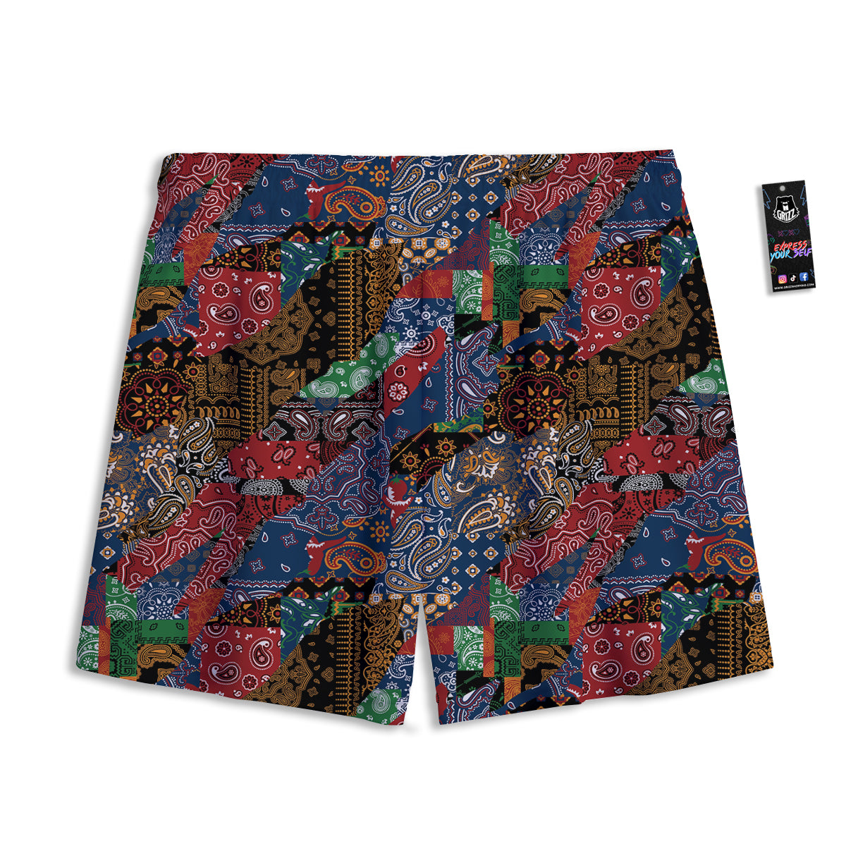 Pentagram Symbol Flaming Print Mesh Shorts