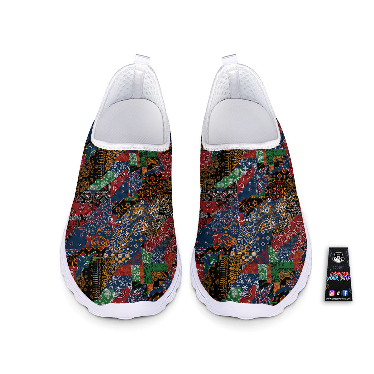 Patchwork Bandanna Print Pattern Nurse Shoes-grizzshop