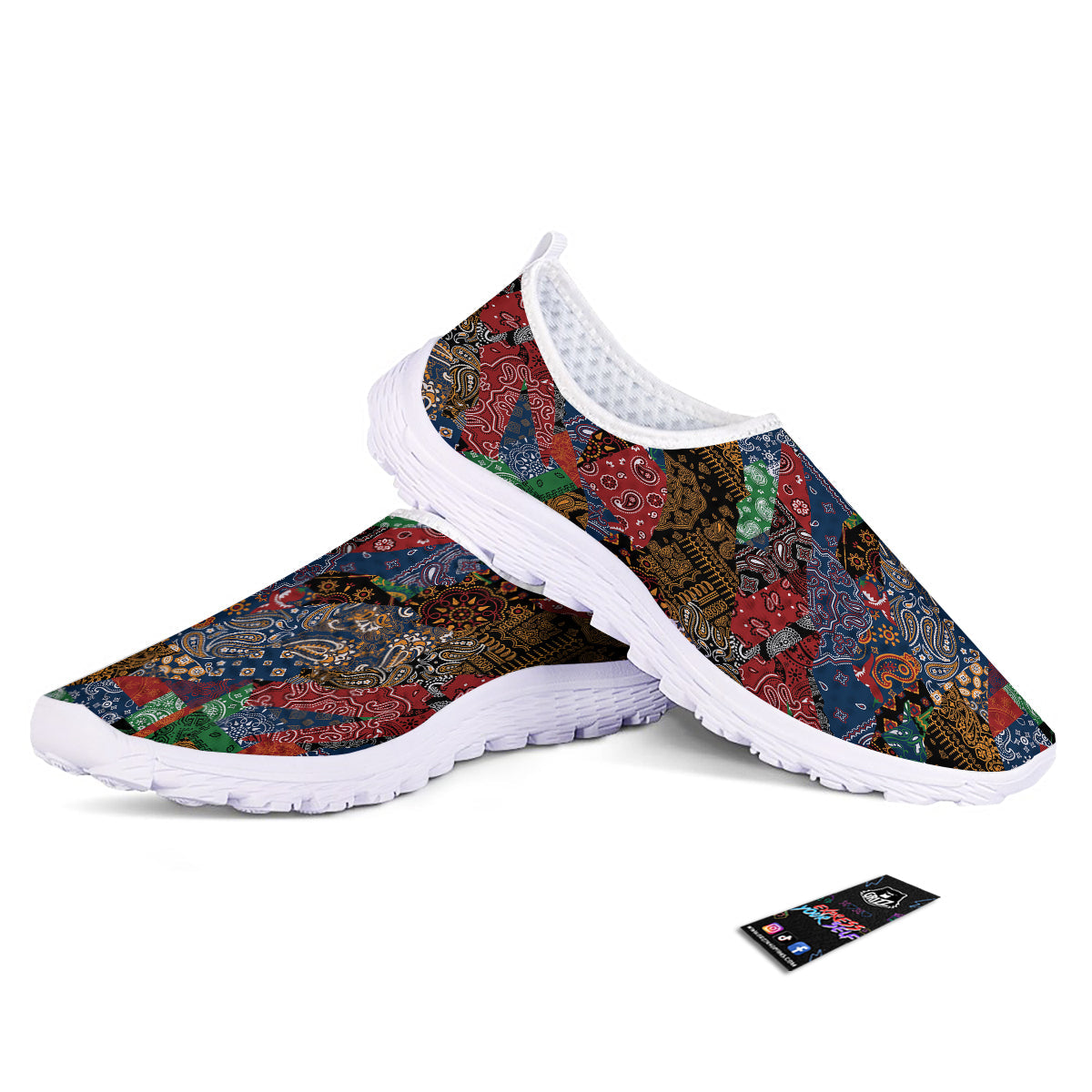 Patchwork Bandanna Print Pattern Nurse Shoes-grizzshop