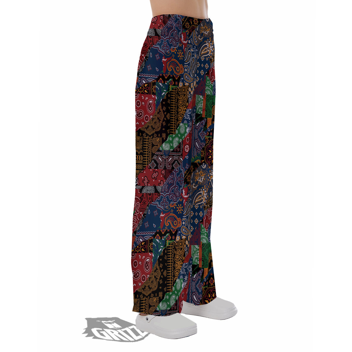 Patchwork Bandanna Print Pattern Pajama Pants-grizzshop