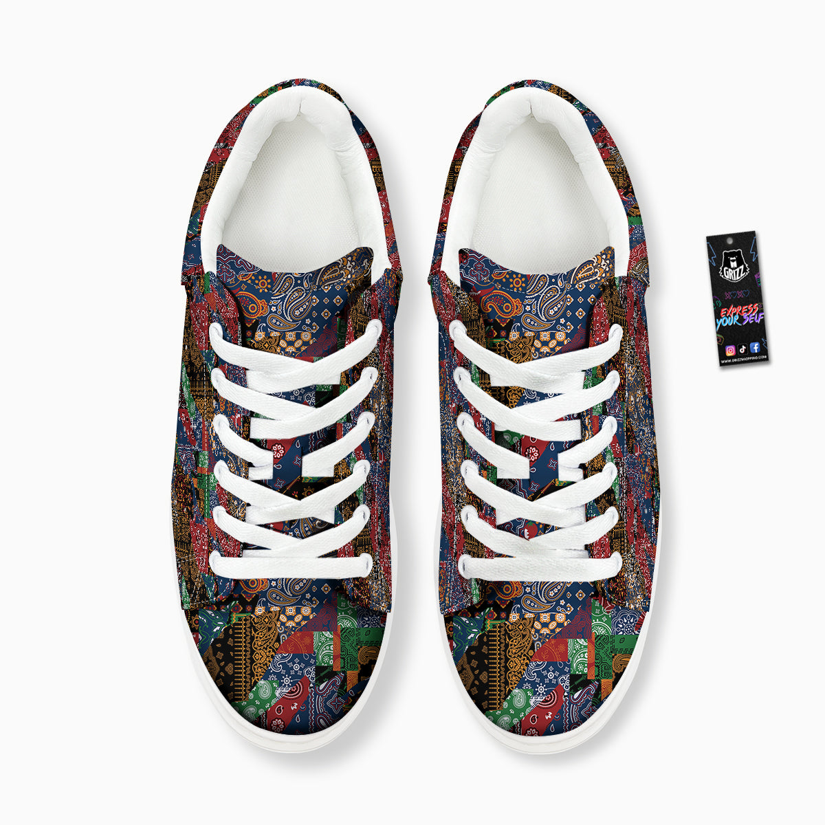 Patchwork Bandanna Print Pattern Platform Shoes-grizzshop