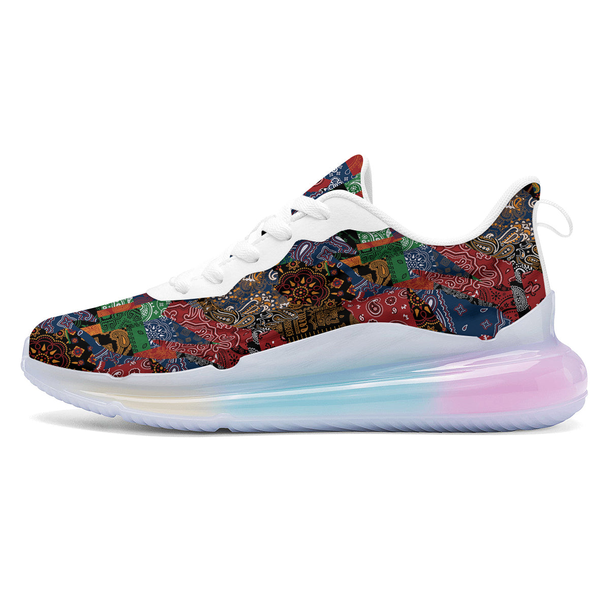 Patchwork Bandanna Print Pattern Running Sneakers-grizzshop