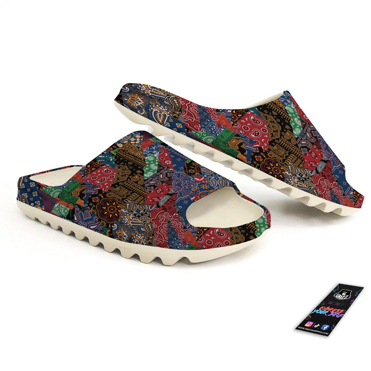 Patchwork Bandanna Print Pattern Sandals-grizzshop