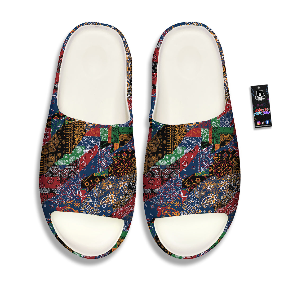 Patchwork Bandanna Print Pattern Sandals-grizzshop