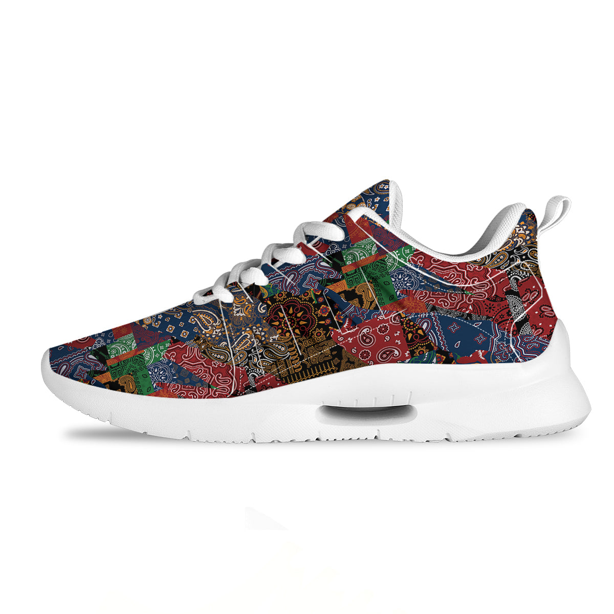 Patchwork Bandanna Print Pattern Tennis Shoes-grizzshop