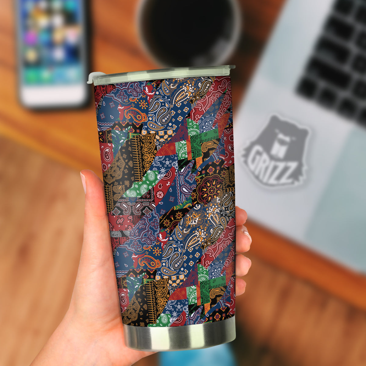 Patchwork Bandanna Print Pattern Tumbler-grizzshop