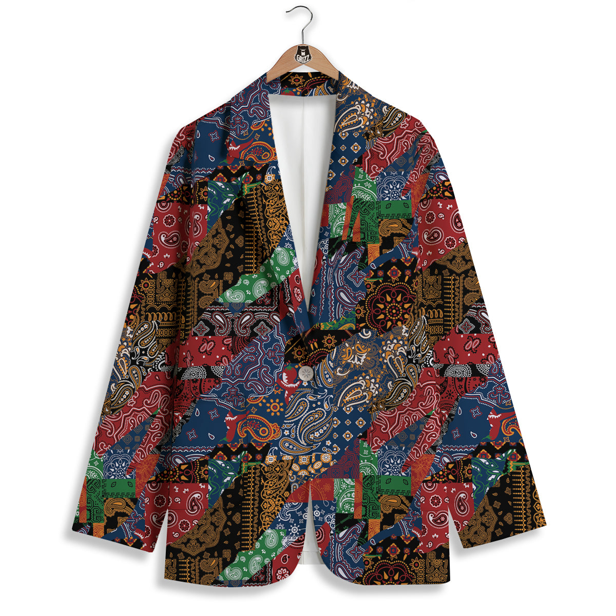 Patchwork Bandanna Print Pattern Women's Blazer-grizzshop