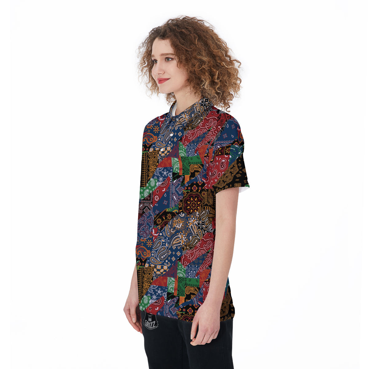 Patchwork Bandanna Print Pattern Women's Golf Shirts-grizzshop