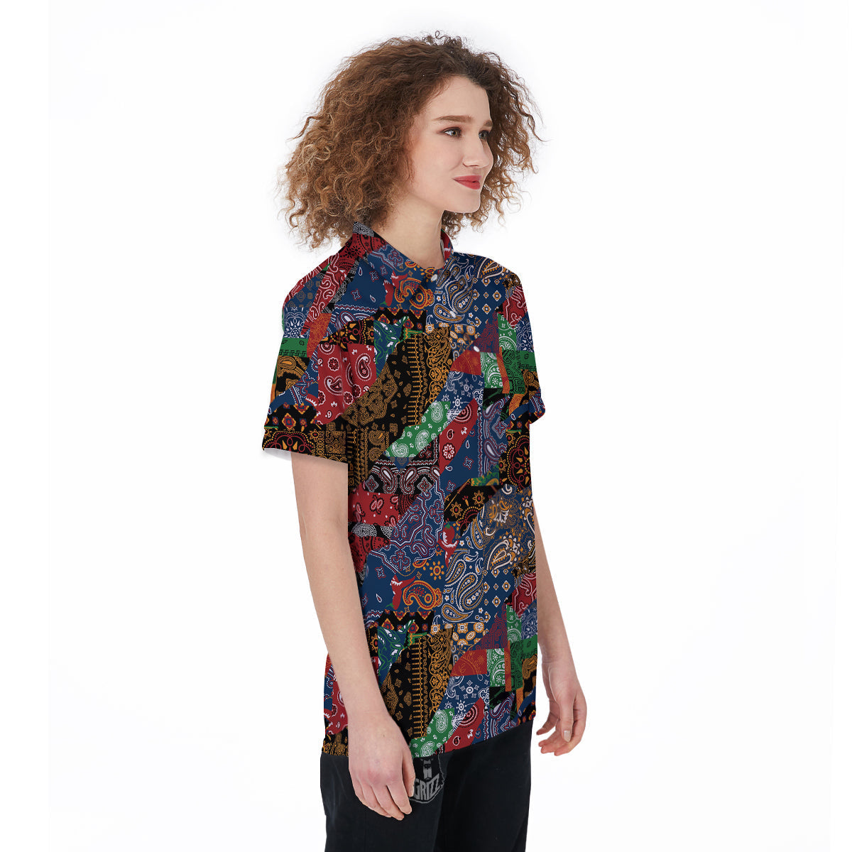 Patchwork Bandanna Print Pattern Women's Golf Shirts-grizzshop