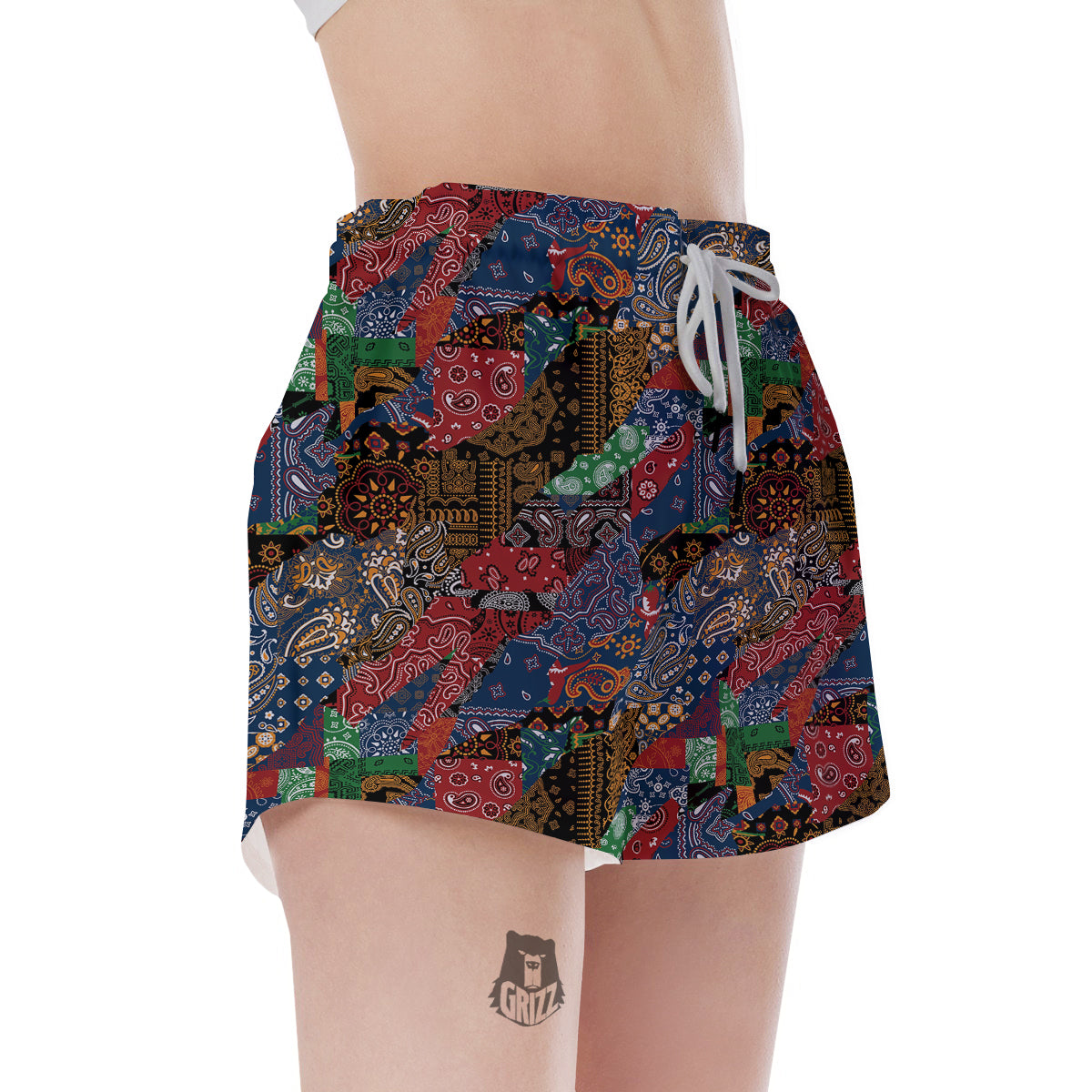 Patchwork Bandanna Print Pattern Women's Shorts-grizzshop