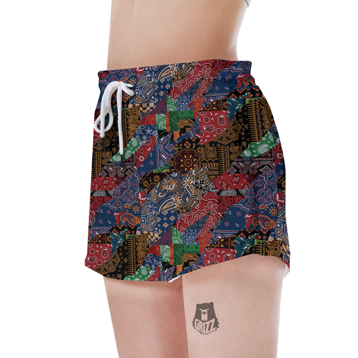 Patchwork Bandanna Print Pattern Women's Shorts-grizzshop