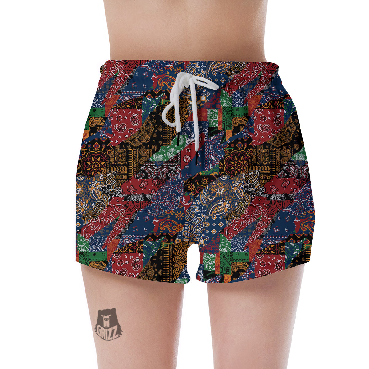 Patchwork Bandanna Print Pattern Women's Shorts-grizzshop