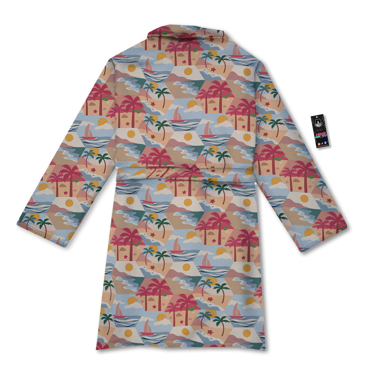 Patchwork Beach And Sunset Sky Print Pattern Bathrobe-grizzshop