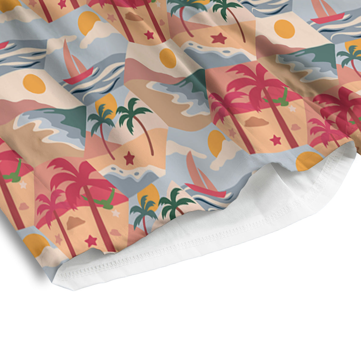 Patchwork Beach And Sunset Sky Print Pattern Men's Athletic Shorts