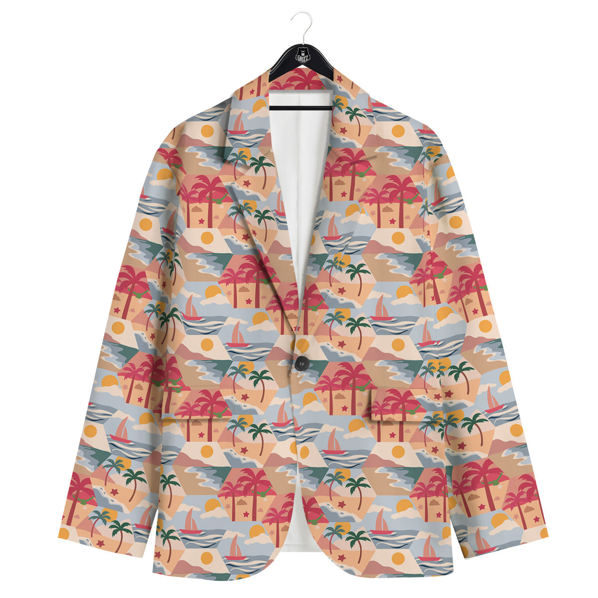 Patchwork Beach And Sunset Sky Print Pattern Men's Sport Coat-grizzshop