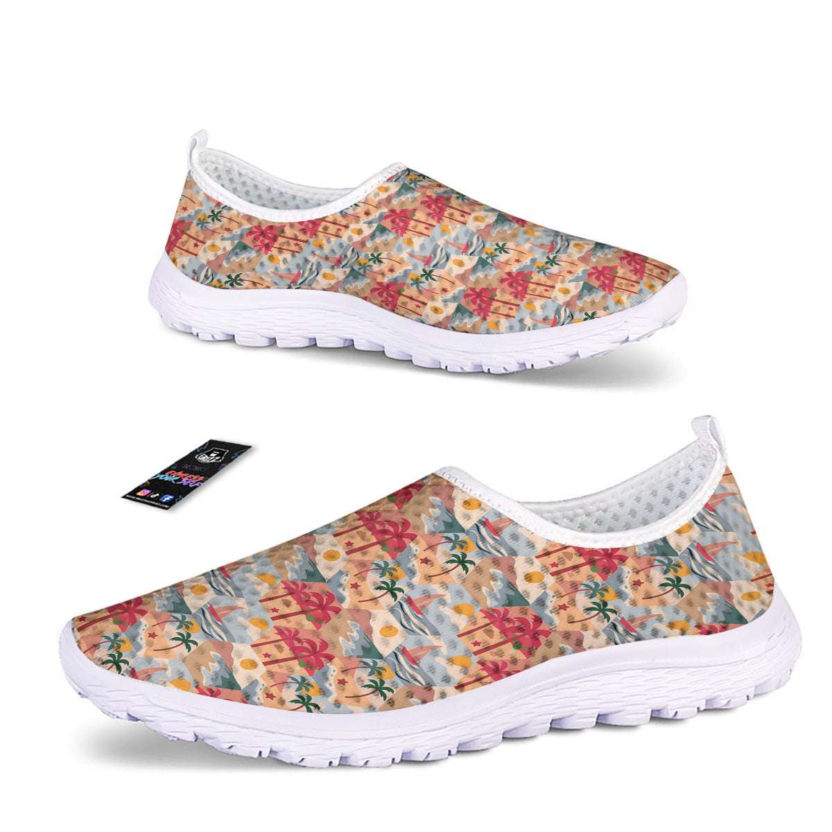 Patchwork Beach And Sunset Sky Print Pattern Nurse Shoes-grizzshop