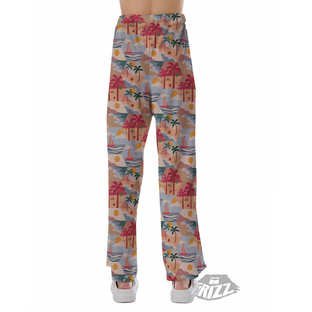 Patchwork Beach And Sunset Sky Print Pattern Pajama Pants-grizzshop