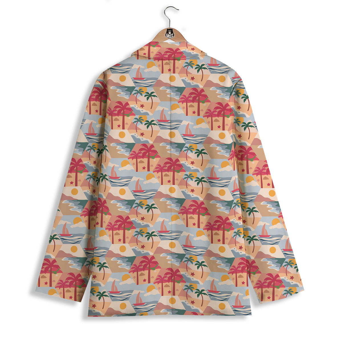 Patchwork Beach And Sunset Sky Print Pattern Women's Blazer-grizzshop