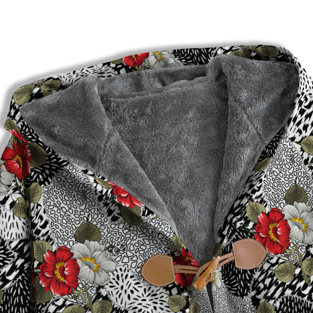 Patchwork Black White And Floral Print Pattern Men's Windbreaker Jacket-grizzshop