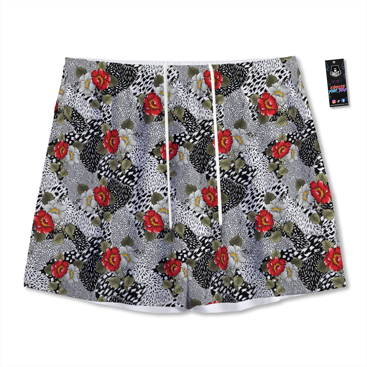 Pinscher Doberman Print Mesh Shorts