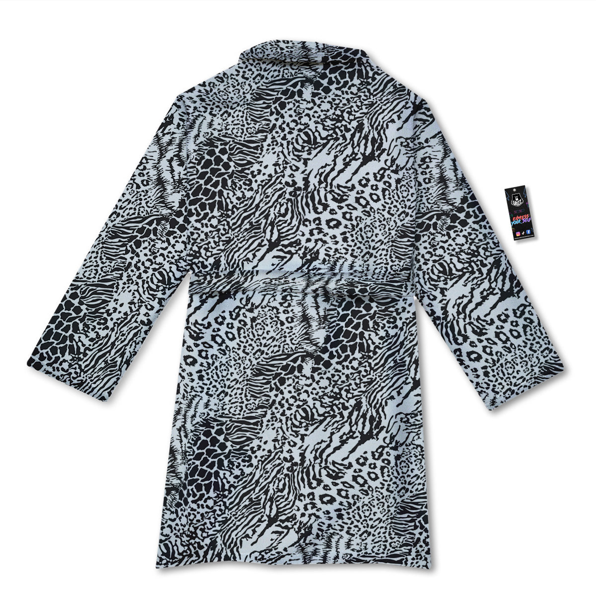 Patchwork Black White Animal Skins Print Pattern Bathrobe-grizzshop