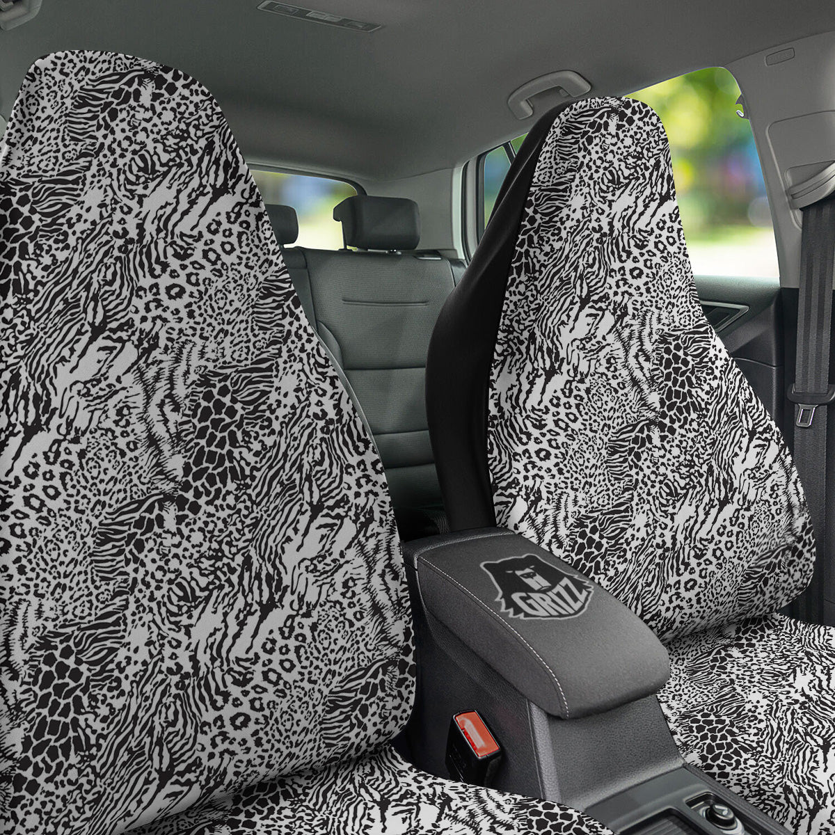 Patchwork Black White Animal Skins Print Pattern Car Seat Covers-grizzshop