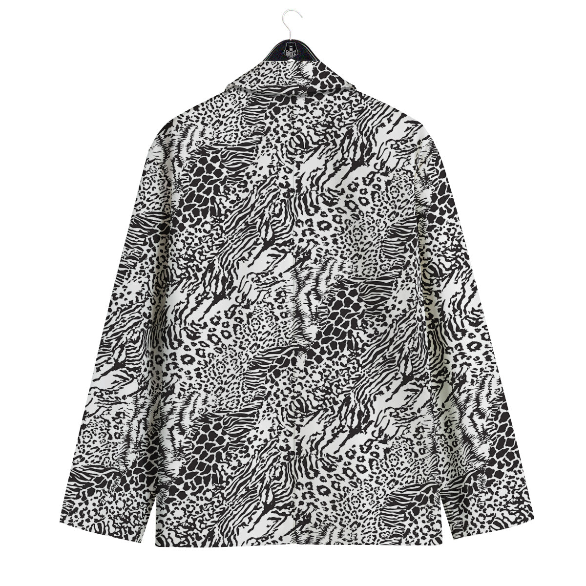 Patchwork Black White Animal Skins Print Pattern Men's Sport Coat-grizzshop