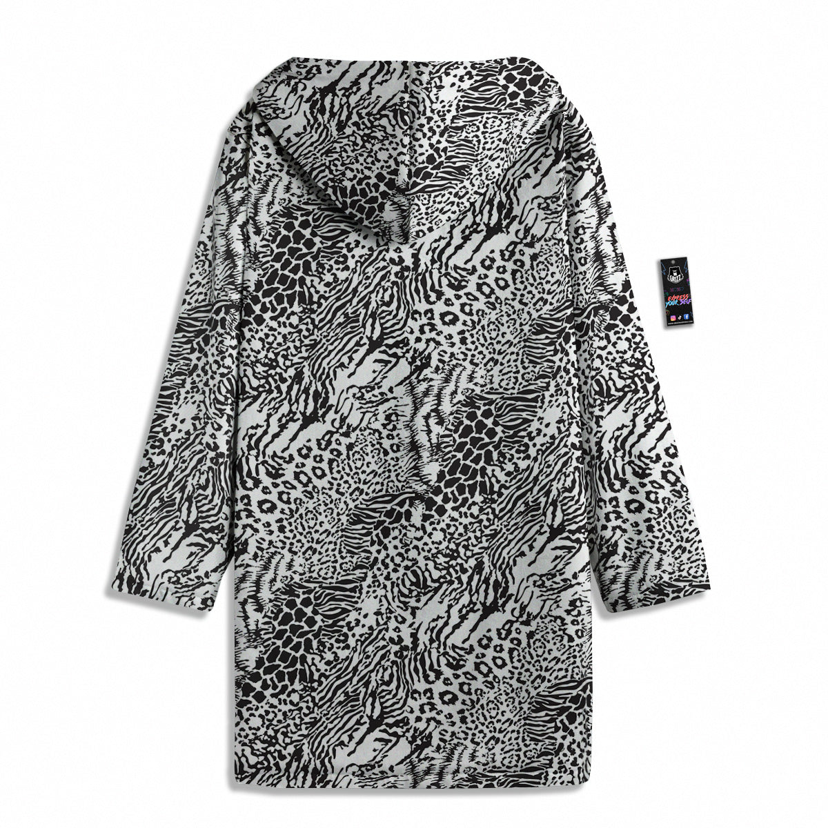 Patchwork Black White Animal Skins Print Pattern Men's Windbreaker Jacket-grizzshop