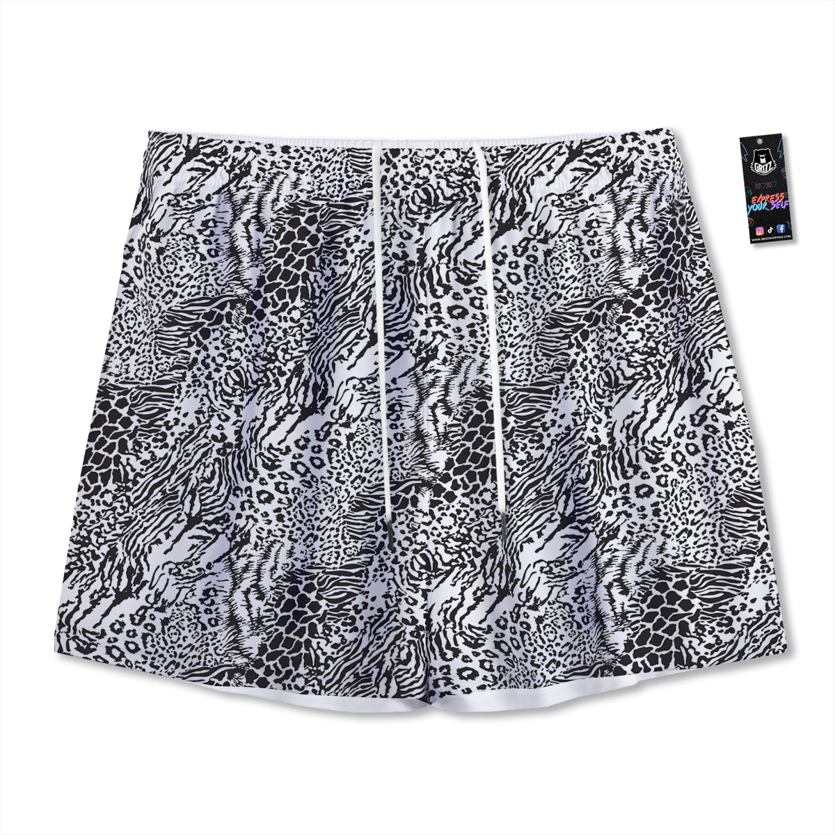 Pinscher Doberman Print Pattern Mesh Shorts