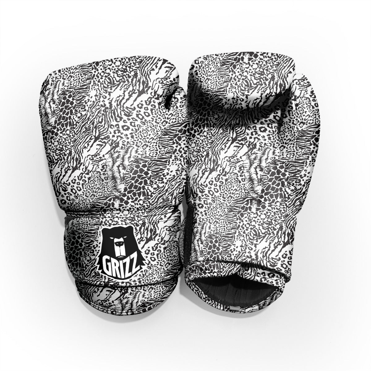 Patchwork Black White Animal Skins Print Pattern Pro Boxing Glove