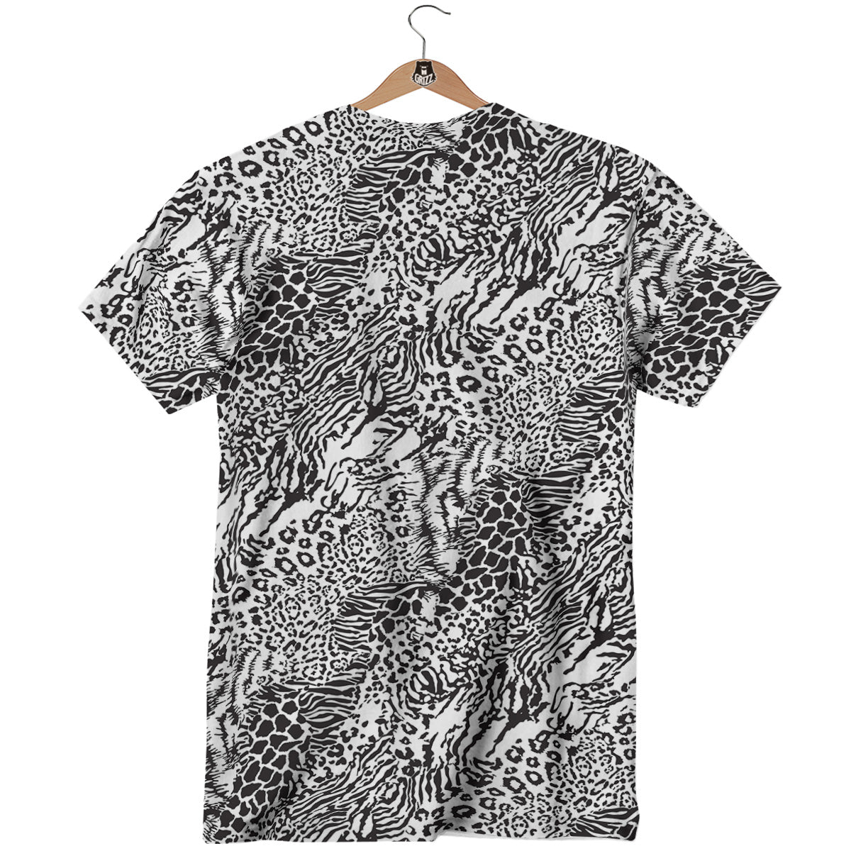 Patchwork Black White Animal Skins Print Pattern T-Shirt-grizzshop