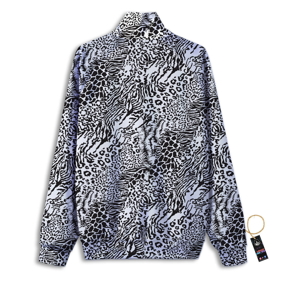 Patchwork Black White Animal Skins Print Pattern Track Jacket-grizzshop