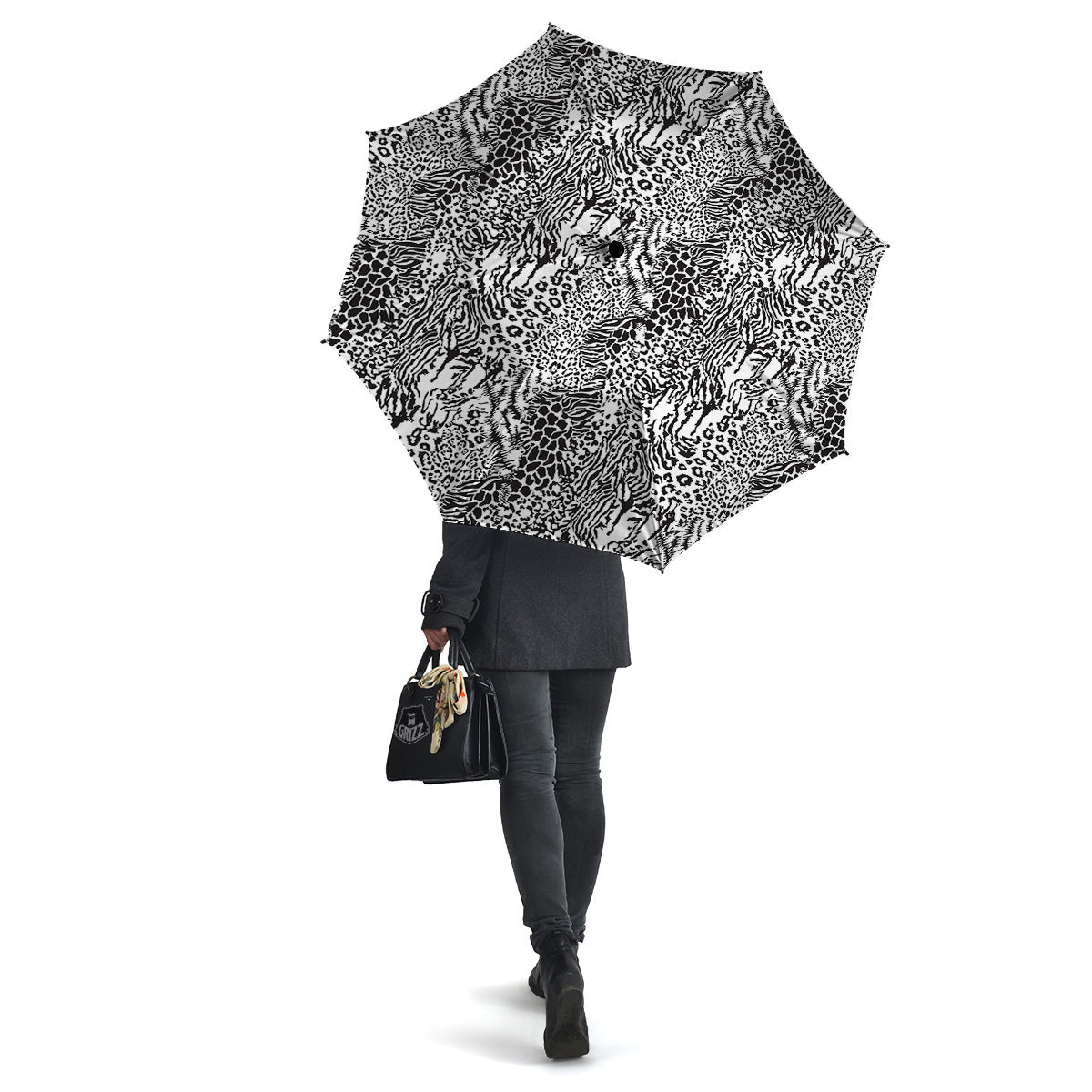 Patchwork Black White Animal Skins Print Pattern Umbrella-grizzshop