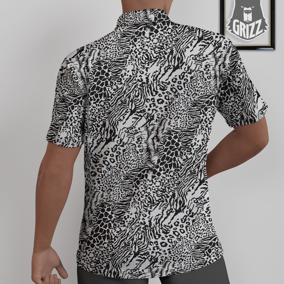 Patchwork Black White Animal Skins Print Pattern Untucked Shirts-grizzshop