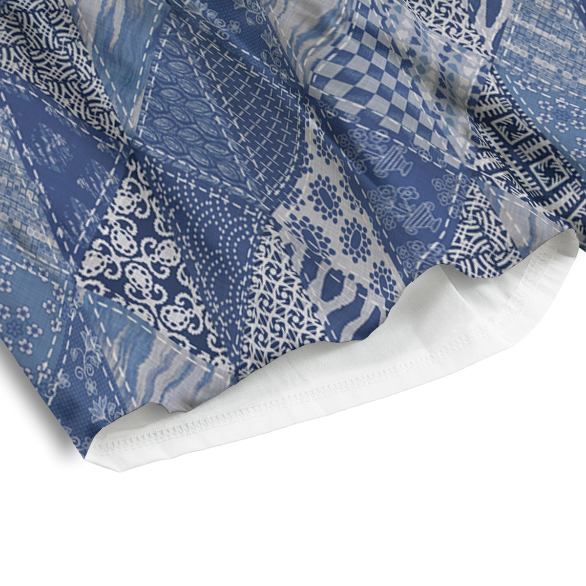 Patchwork Blue Denim Print Pattern Men's Athletic Shorts