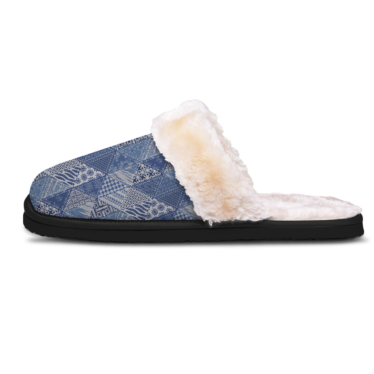 Patchwork Blue Denim Print Pattern Slippers-grizzshop