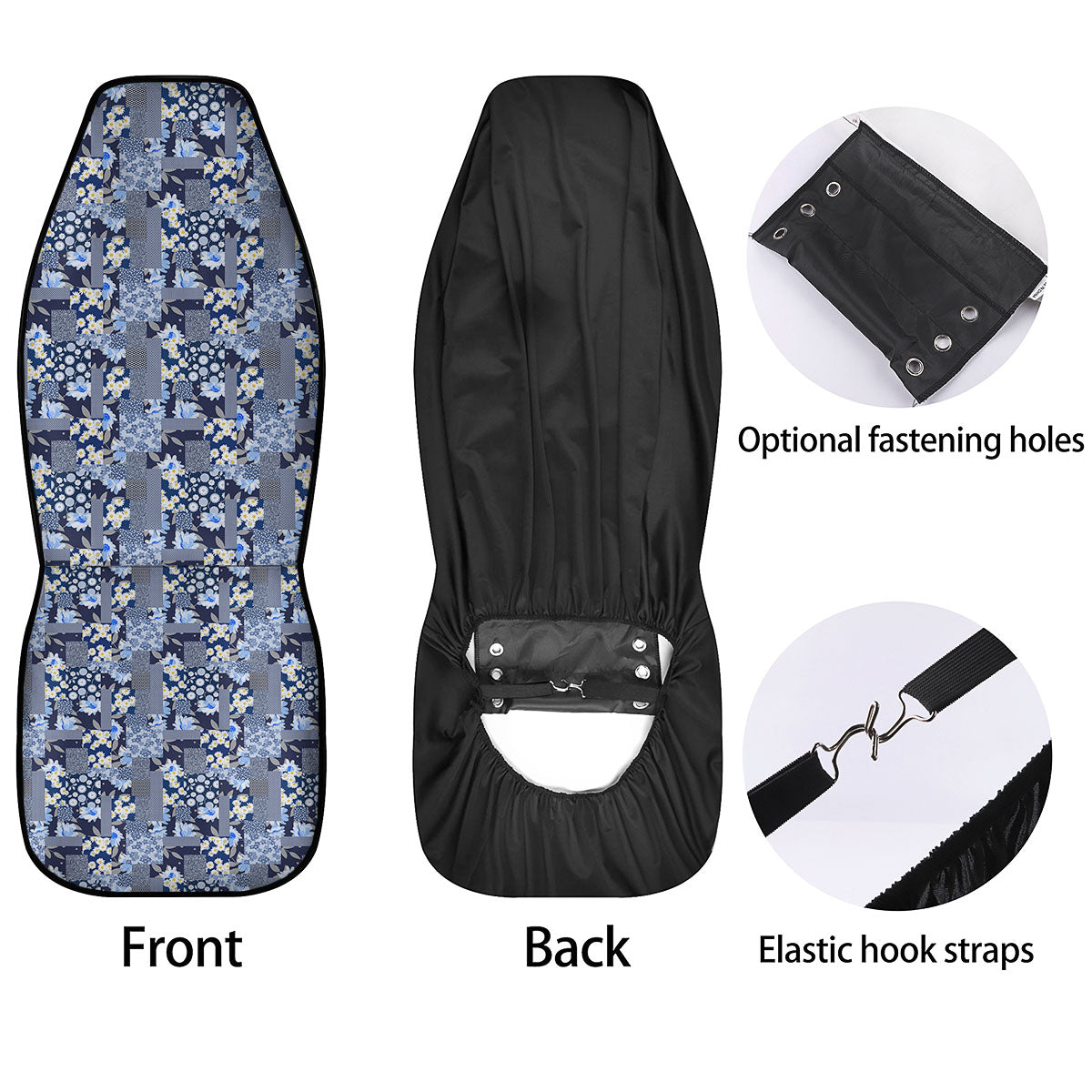 Patchwork Blue Floral Print Pattern Car Seat Covers-grizzshop