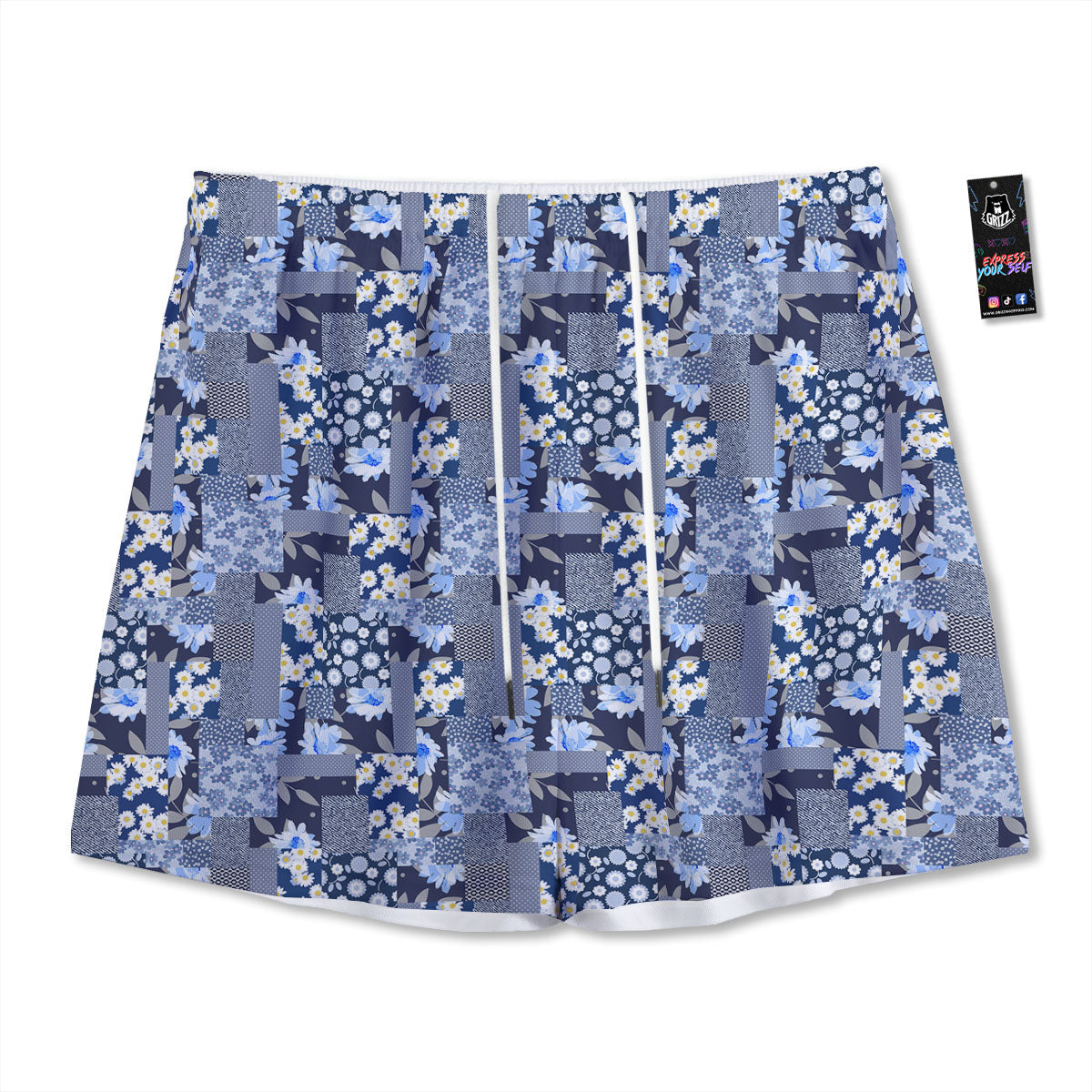 Oak Leaf Green Print Mesh Shorts