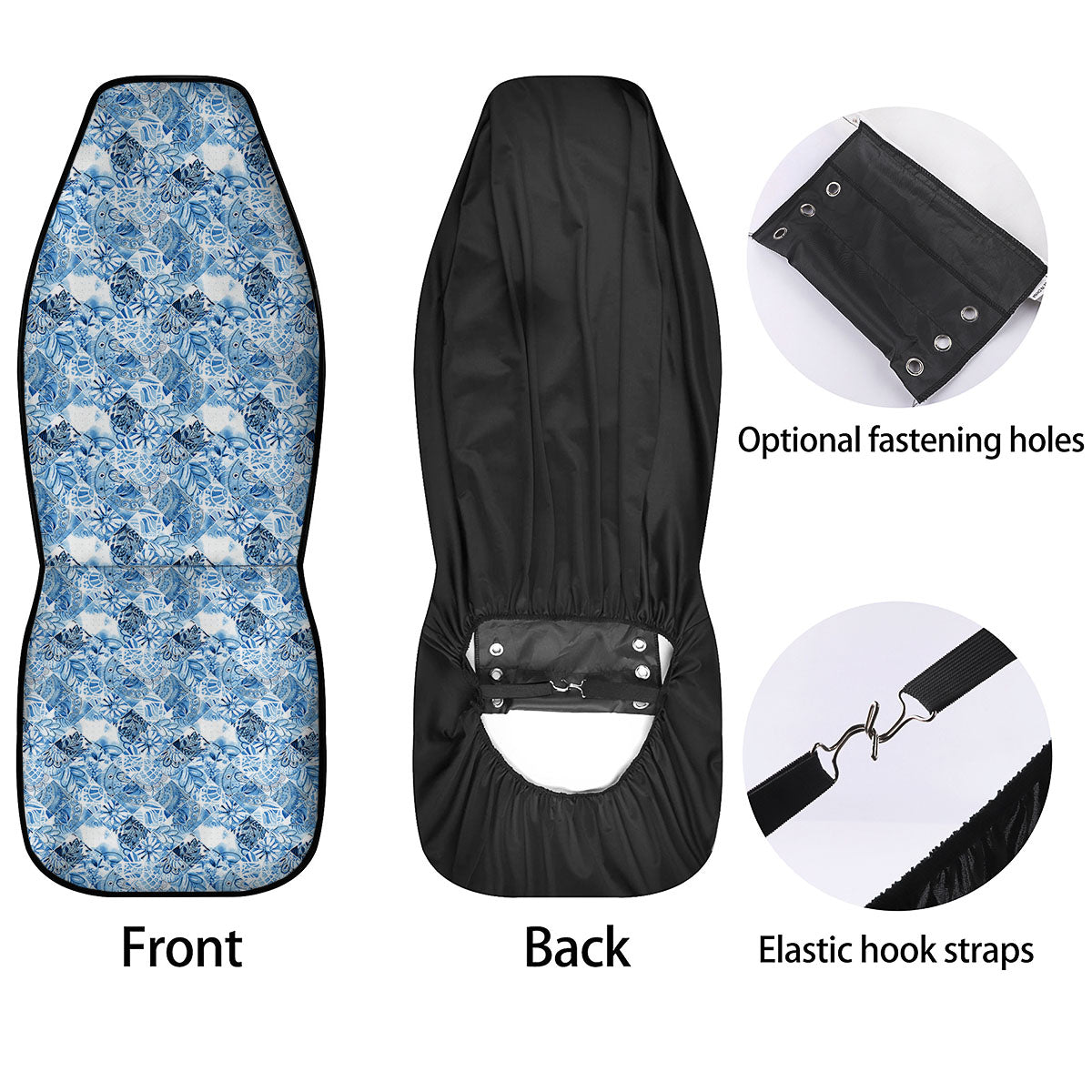 Patchwork Blue Flower Print Pattern Car Seat Covers-grizzshop
