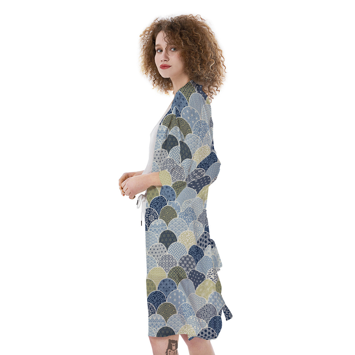 Patchwork Blue Traditional Japanese Print Pattern Kimono-grizzshop