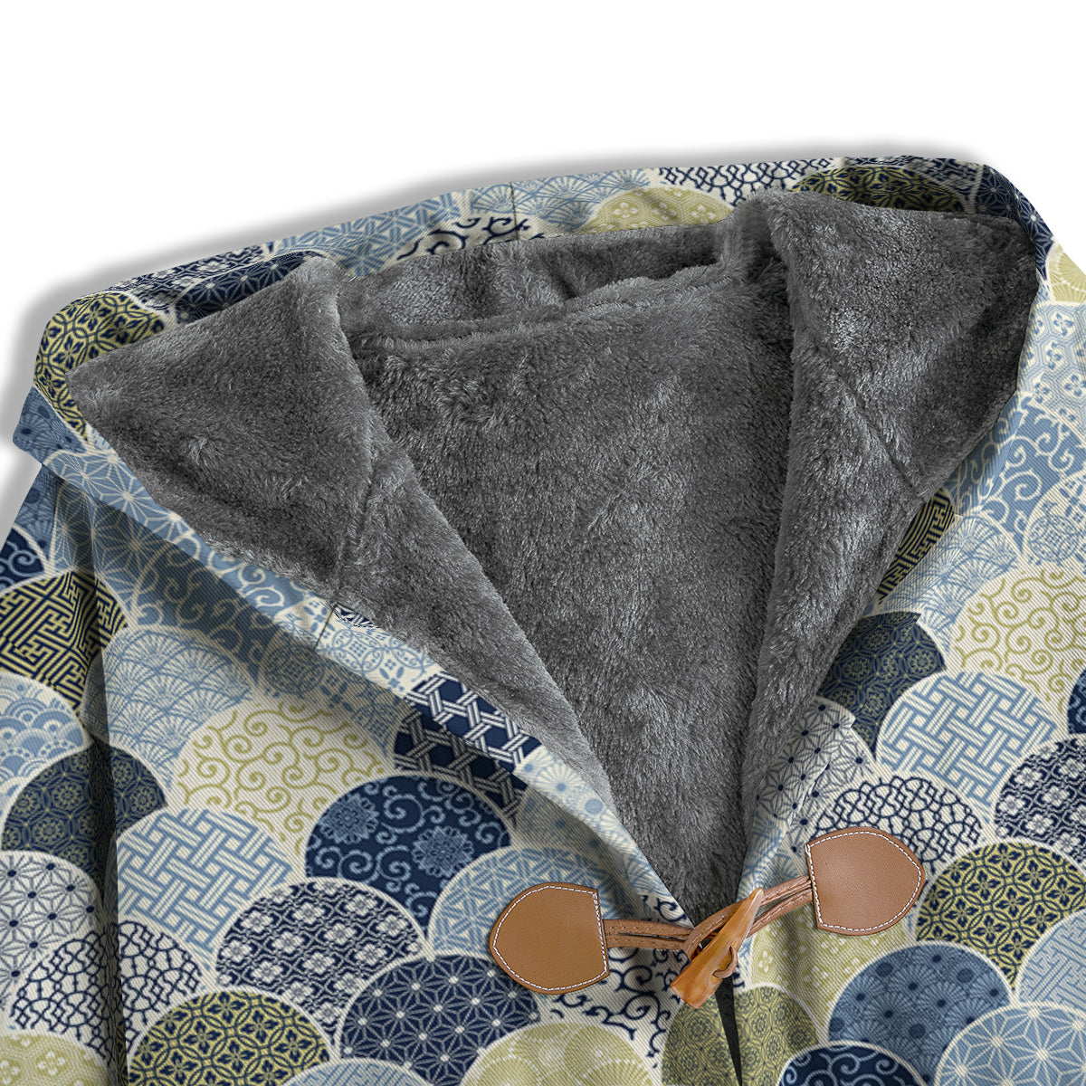 Patchwork Blue Traditional Japanese Print Pattern Men's Windbreaker Jacket-grizzshop