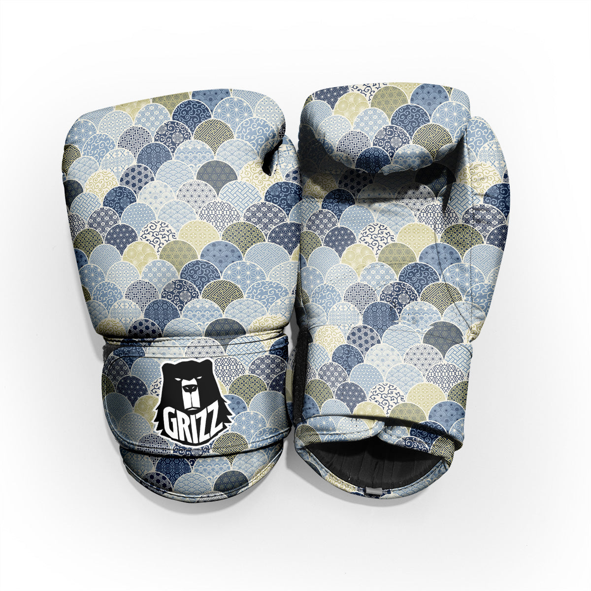 Patchwork Blue Traditional Japanese Print Pattern Pro Boxing Glove
