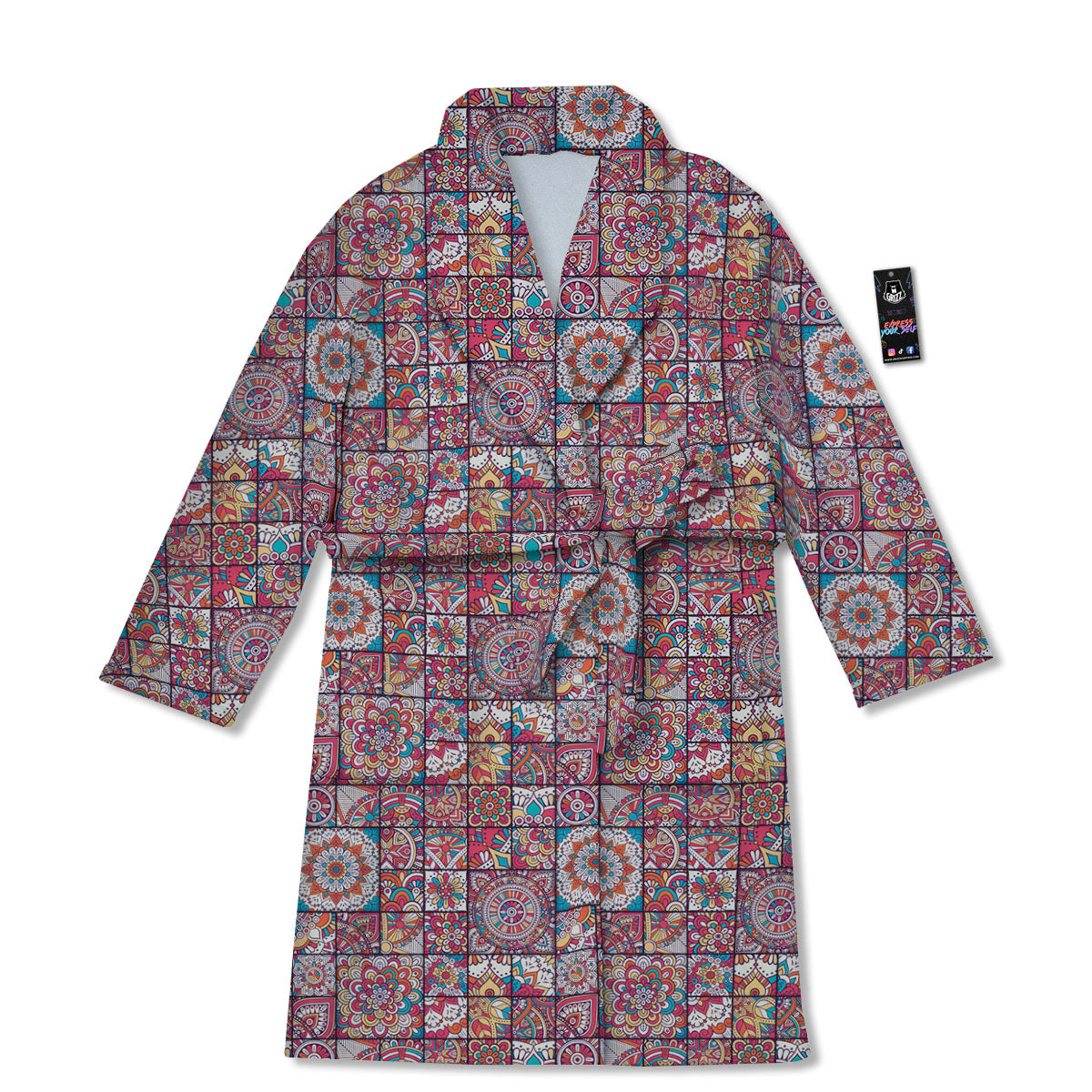 Patchwork Bohemian Print Pattern Bathrobe-grizzshop