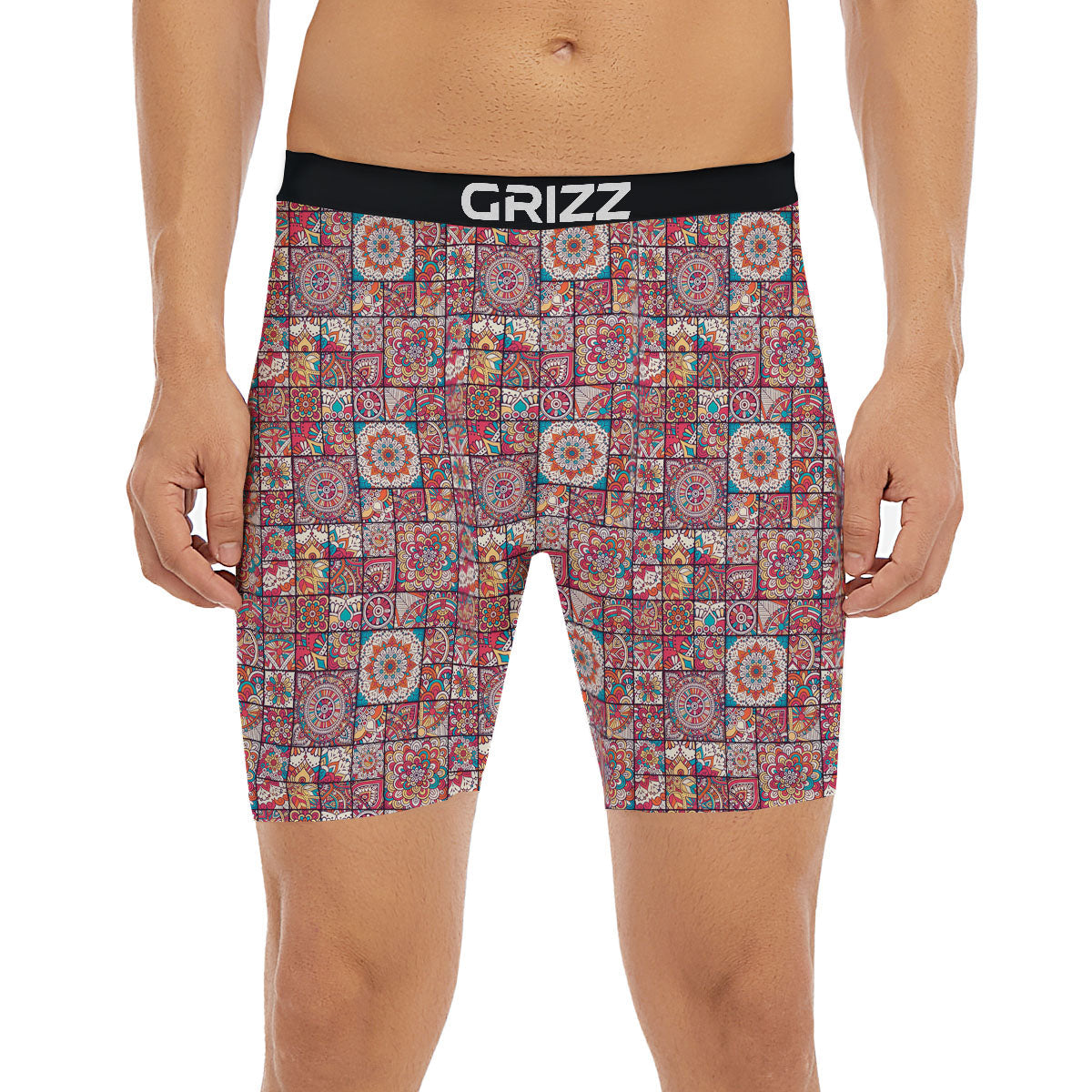 Patchwork Bohemian Print Pattern Boxer Briefs-grizzshop