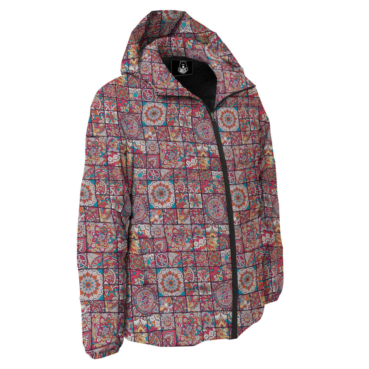 Patchwork Bohemian Print Pattern Down Jacket-grizzshop